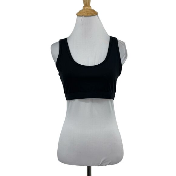 Varley Sports Bra Womens M Medium Black Fitted Running Back Sheer Strip Scoop - Picture 1 of 12